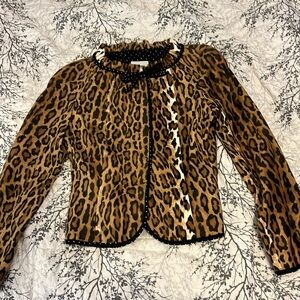 VTG 90s Moschino Cheap & Chic Velour Velvet Leopard Print Blazer Jacket